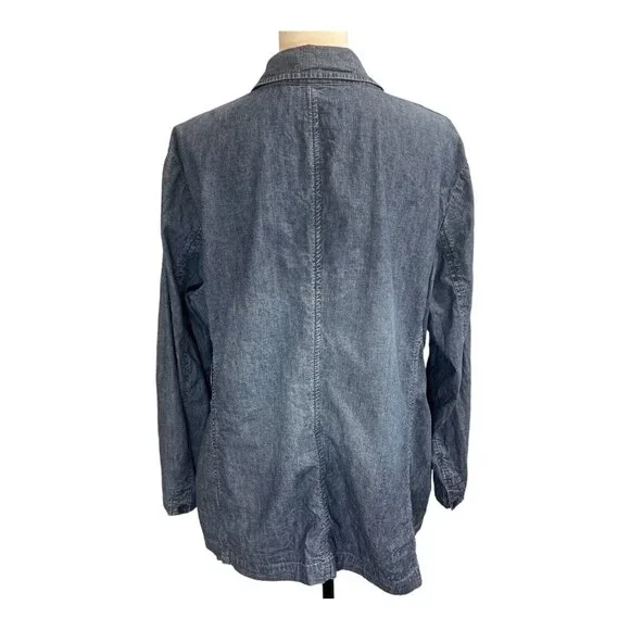 J JILL Womens 2X Denim Chambray 2 Button Blazer Pockets Light Blue Wash - Picture 3 of 8